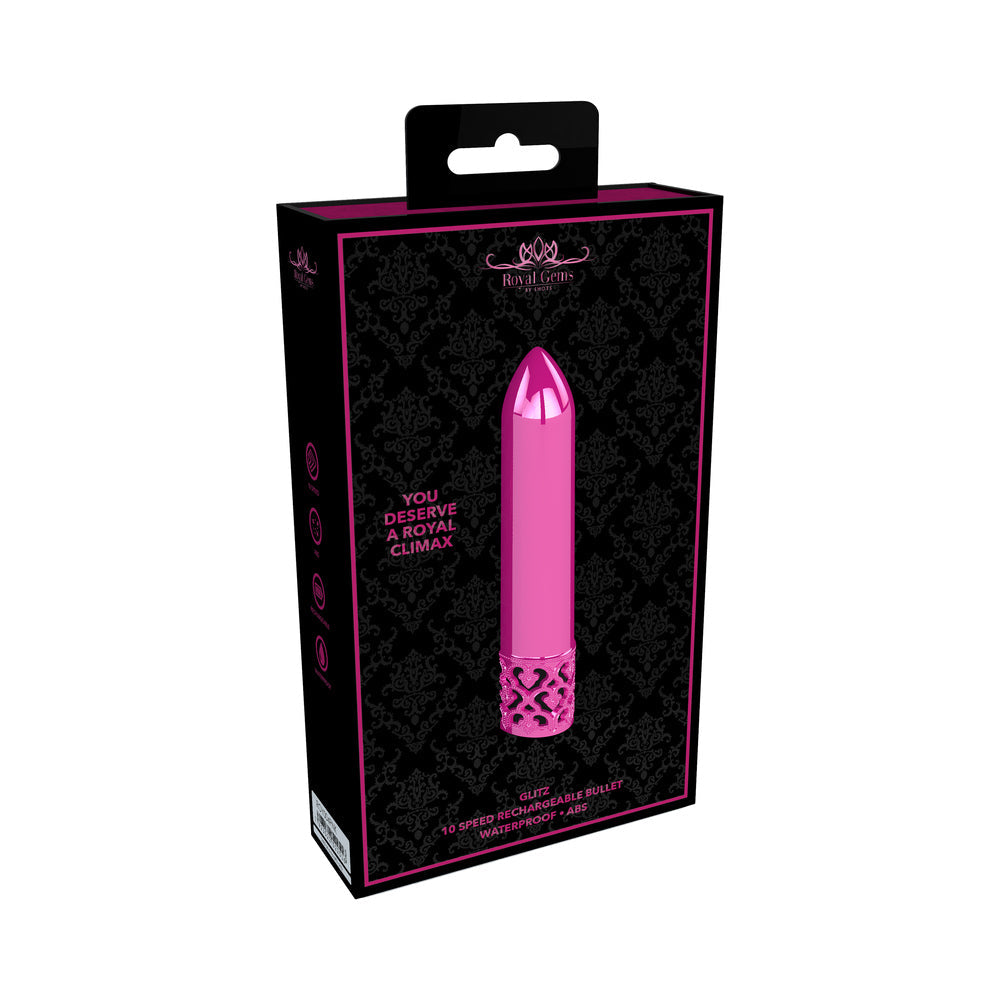 Shots Royal Gems Glitz Rechargeable ABS Bullet Vibrator Pink - Fantasies Boutique