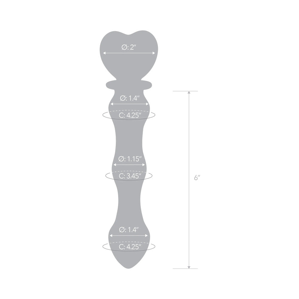 Glas 8 in. Sweetheart Glass Dildo with Pink Heart-Shaped Handle - Fantasies Boutique