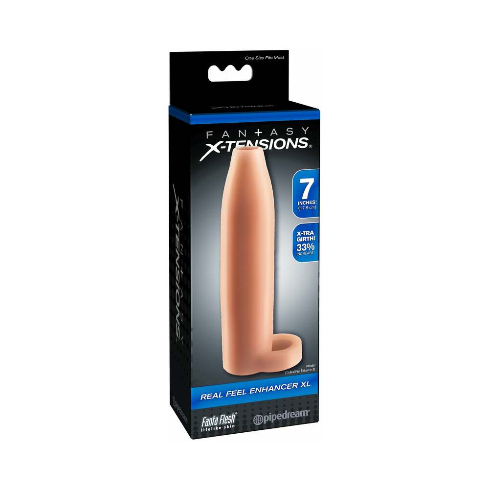 Fantasy X-tensions 7 in. Real Feel Enhancer XL Open-Ended Sling Beige - Fantasies Boutique