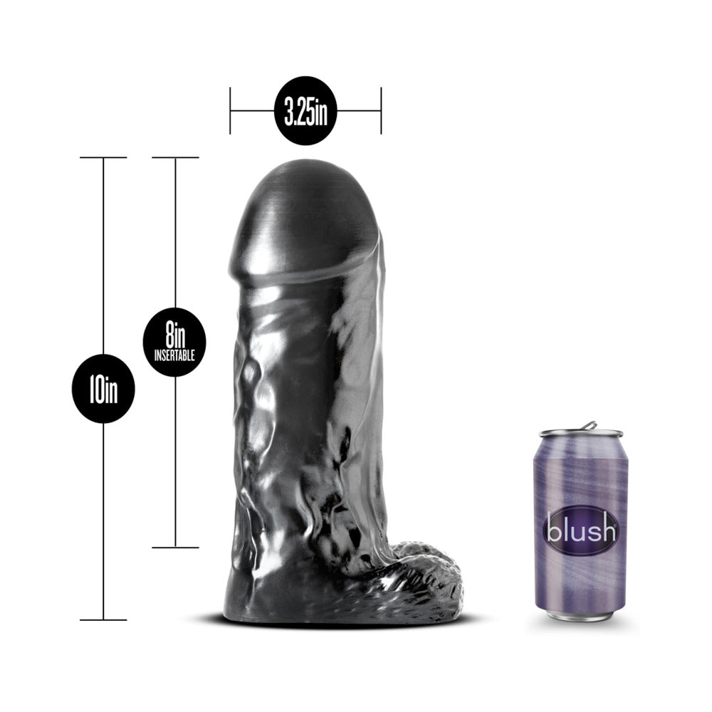 Jet Destroyer Realistic 10 in. Dildo with Balls Carbon Metallic Black - Fantasies Boutique