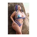 Fantasy Lingerie Vibes Plur Holographic Bralette with Removable Hood & Panty Aqua Holo Queen Size - Fantasies Boutique