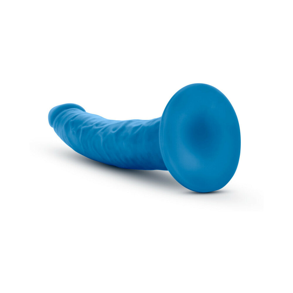 Neo Elite 7.5 in. Silicone Dual Density Dildo Neon Blue - Fantasies Boutique