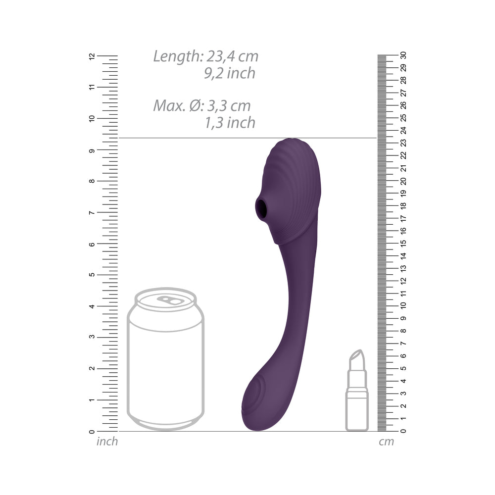 VIVE MIRAI Rechargeable Double Ended Pulse Wave & Air Wave Bendable Silicone Vibrator Purple - Fantasies Boutique