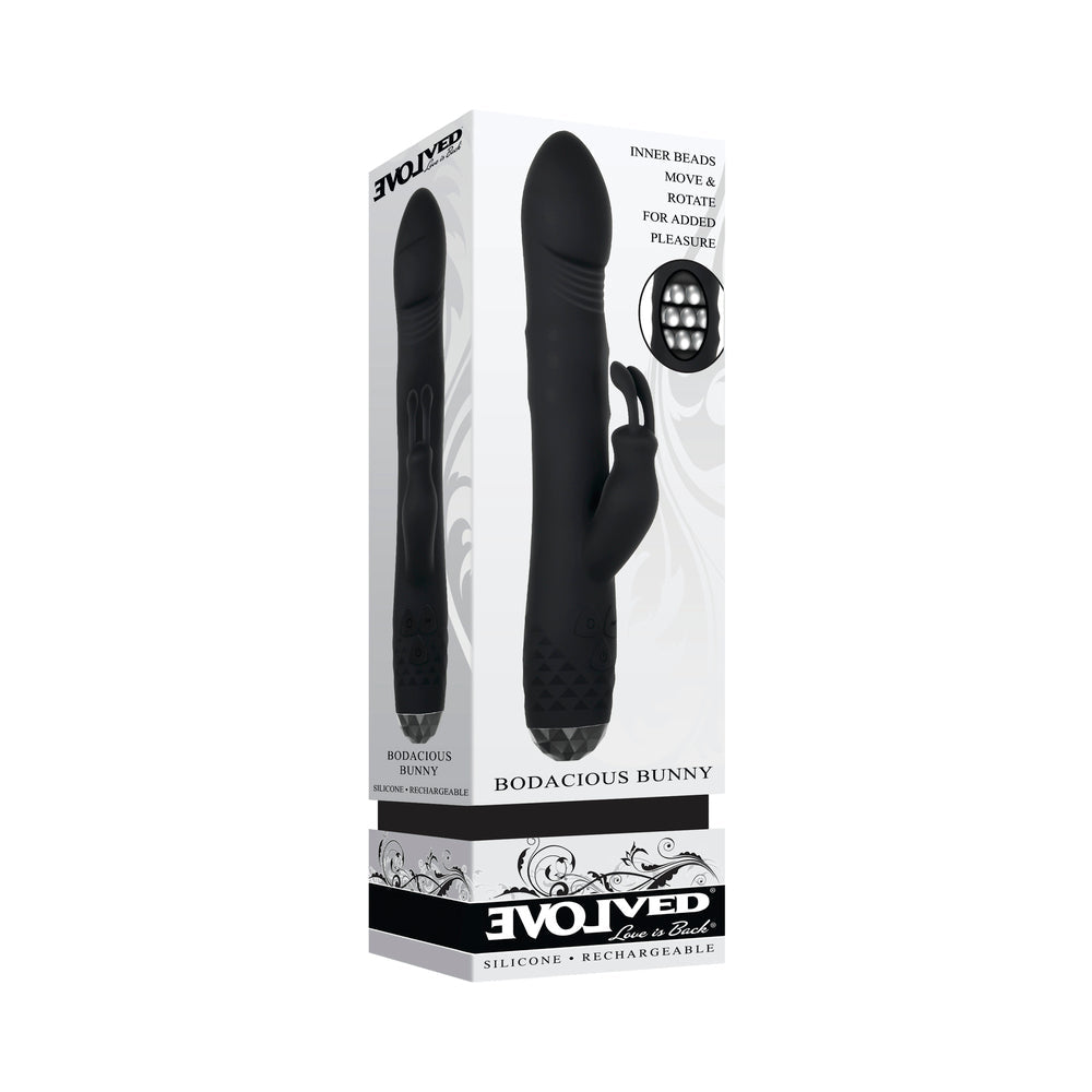Evolved Bodacious Bunny Rechargeable Silicone Rabbit Vibrator Black - Fantasies Boutique