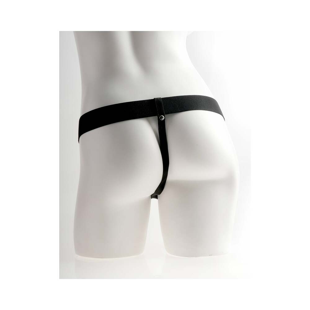 Fetish Fantasy Series Rechargeable Vibrating 7 in. Hollow Strap-On With Balls Beige/Black - Fantasies Boutique