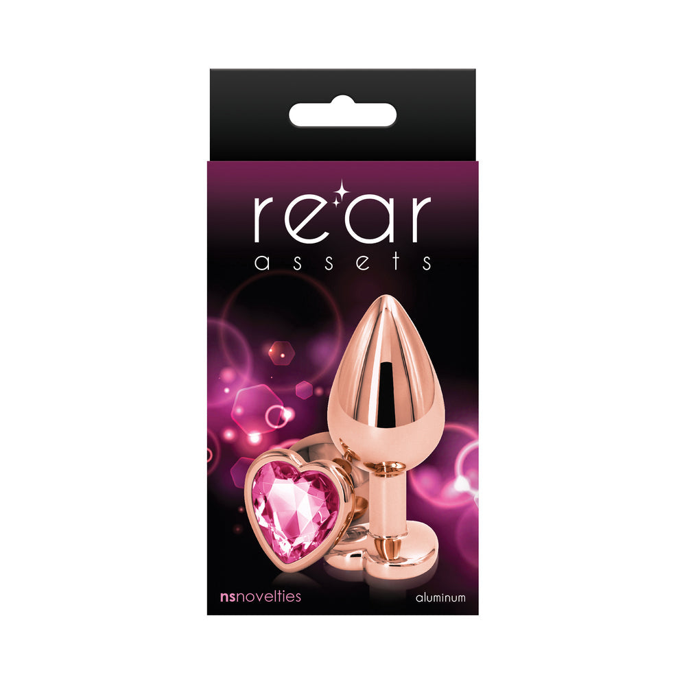 Rear Assets Rose Gold Heart Plug Medium Pink - Fantasies Boutique