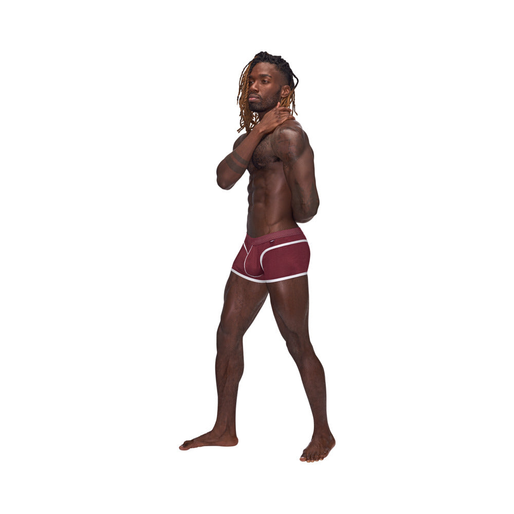 Male Power Sport Mesh Sport Mini Short Burgundy S