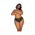 Dreamgirl Lace Tanga Open-Crotch Panty and Elastic Open Back Detail Black 3X Hanging - Fantasies Boutique