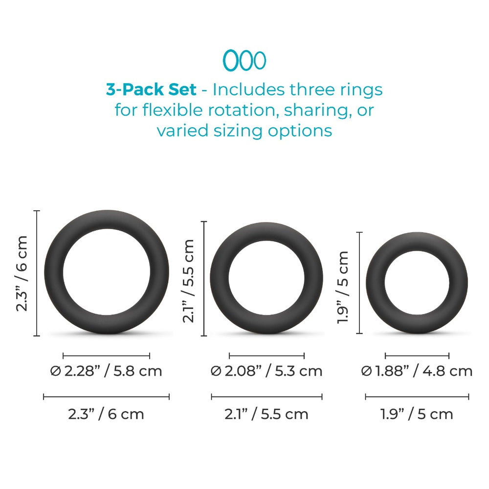 b-Vibe Snug Ring Swole 3-Pack Snug Fit Thick Silicone C-Ring