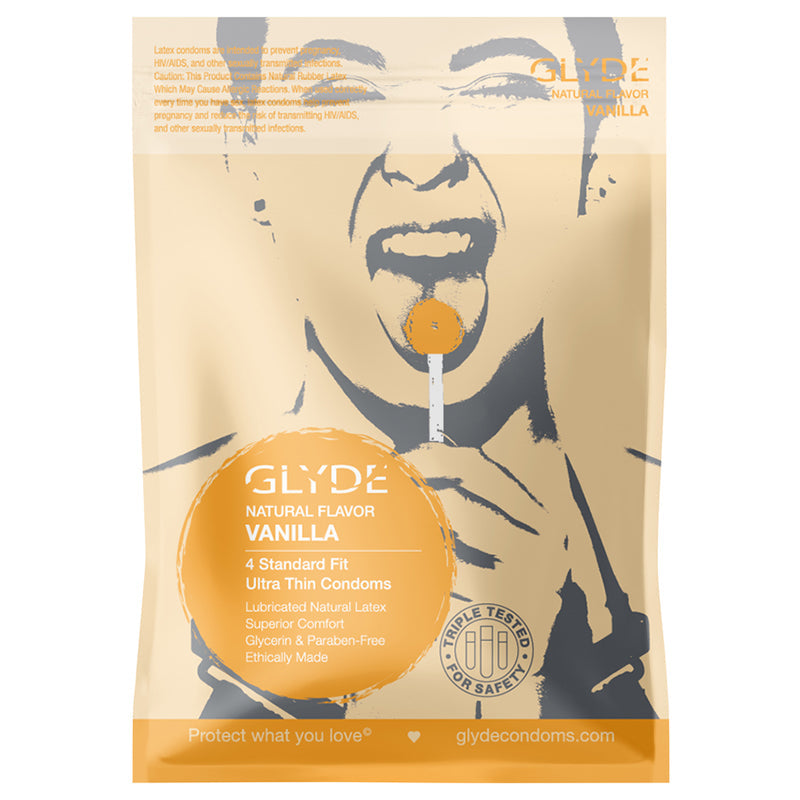 Glyde Ultra Natural Flavor 4pk Vanilla Condoms - Fantasies Boutique