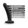 Temptasia Twist 5.5 in. Curved Dildo with Heart-Shaped Suction Cup Medium Black