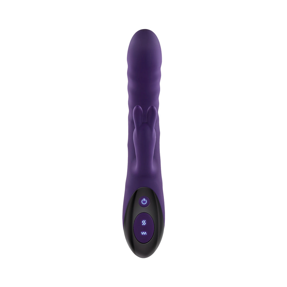 Evolved Rascally Rabbit Rechargeable Thrusting Swirling Silicone Vibrator Purple - Fantasies Boutique
