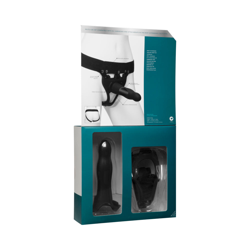 Be Daring Body Extensions Hollow Slim Dong Strap-On 2-Piece Set Black - Fantasies Boutique