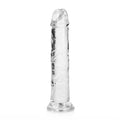 RealRock Crystal Clear Straight 7 in. Dildo Without Balls Clear
