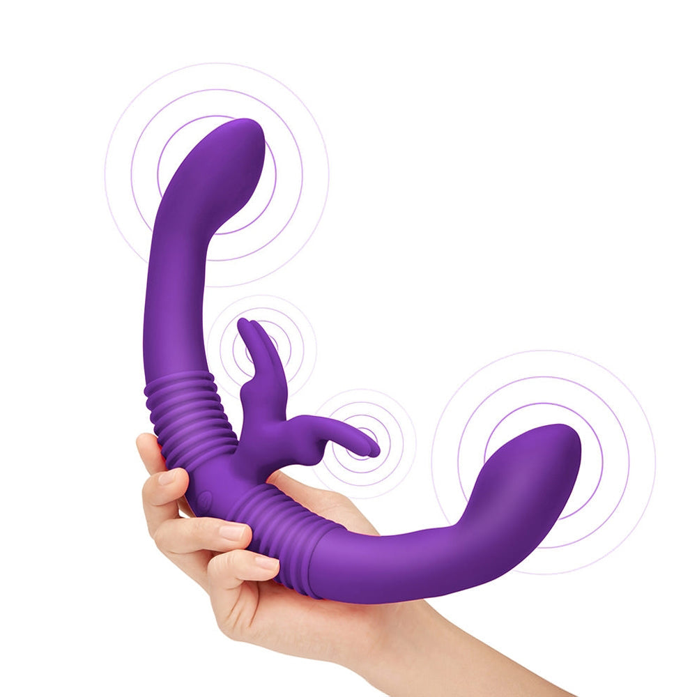 Together Couples Toy Remote-Controlled Dual Ended Rabbit Vibrator Purple - Fantasies Boutique
