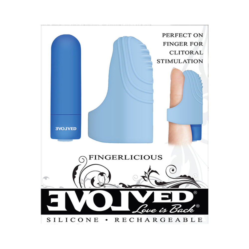 Evolved Fingerlicious Rechargeable Silicone Finger Vibrator Blue - Fantasies Boutique