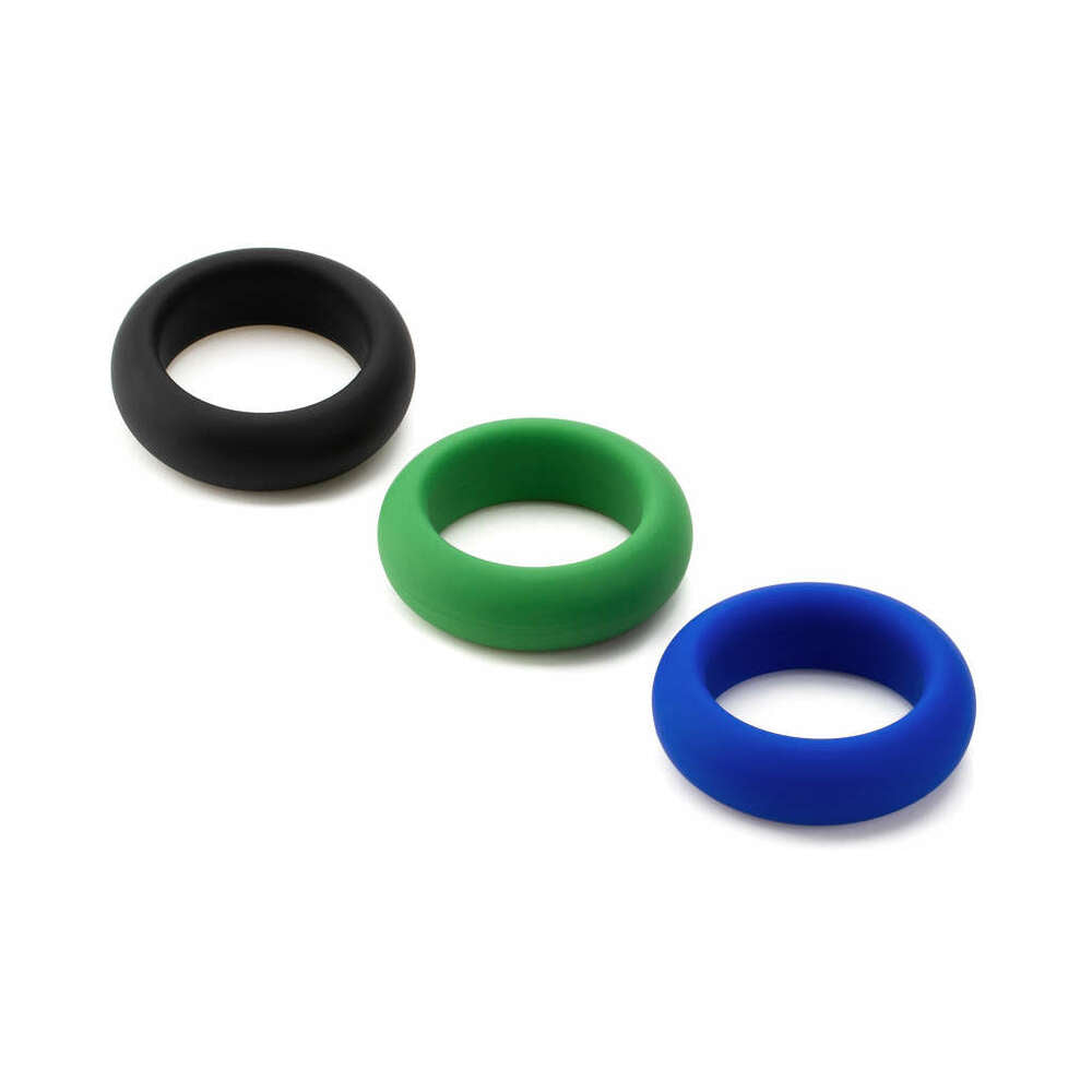 Je Joue Silicone Cock Ring 3-Piece Set Black/Green/Blue - Fantasies Boutique