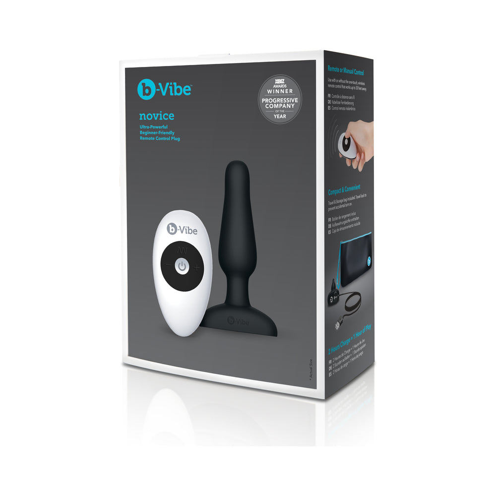b-Vibe Novice Rechargeable Remote-Controlled Vibrating Silicone Anal Plug Black - Fantasies Boutique