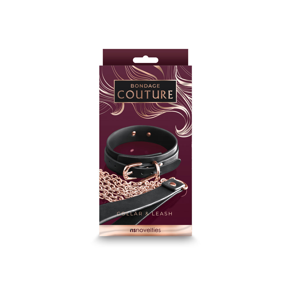Bondage Couture Collar & Leash Black - Fantasies Boutique