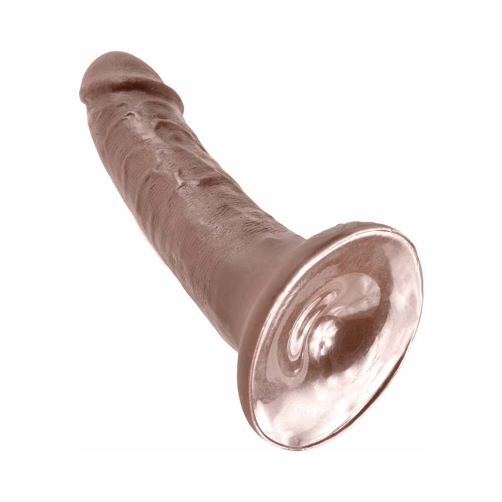 King Cock 6 in. Cock Realistic Dildo With Suction Cup Brown - Fantasies Boutique