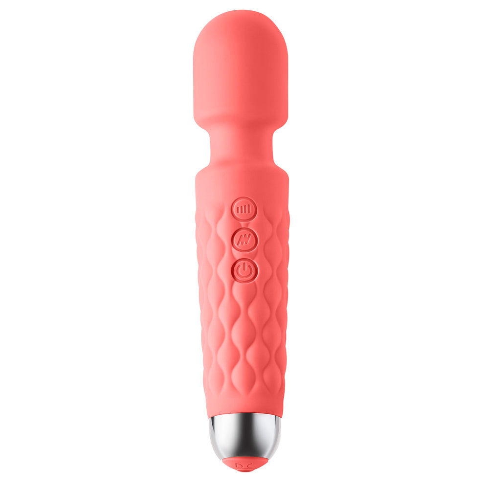 Luv Inc Lw96 Large Wand Rechargeable Flexible Silicone Vibrator Coral - Fantasies Boutique