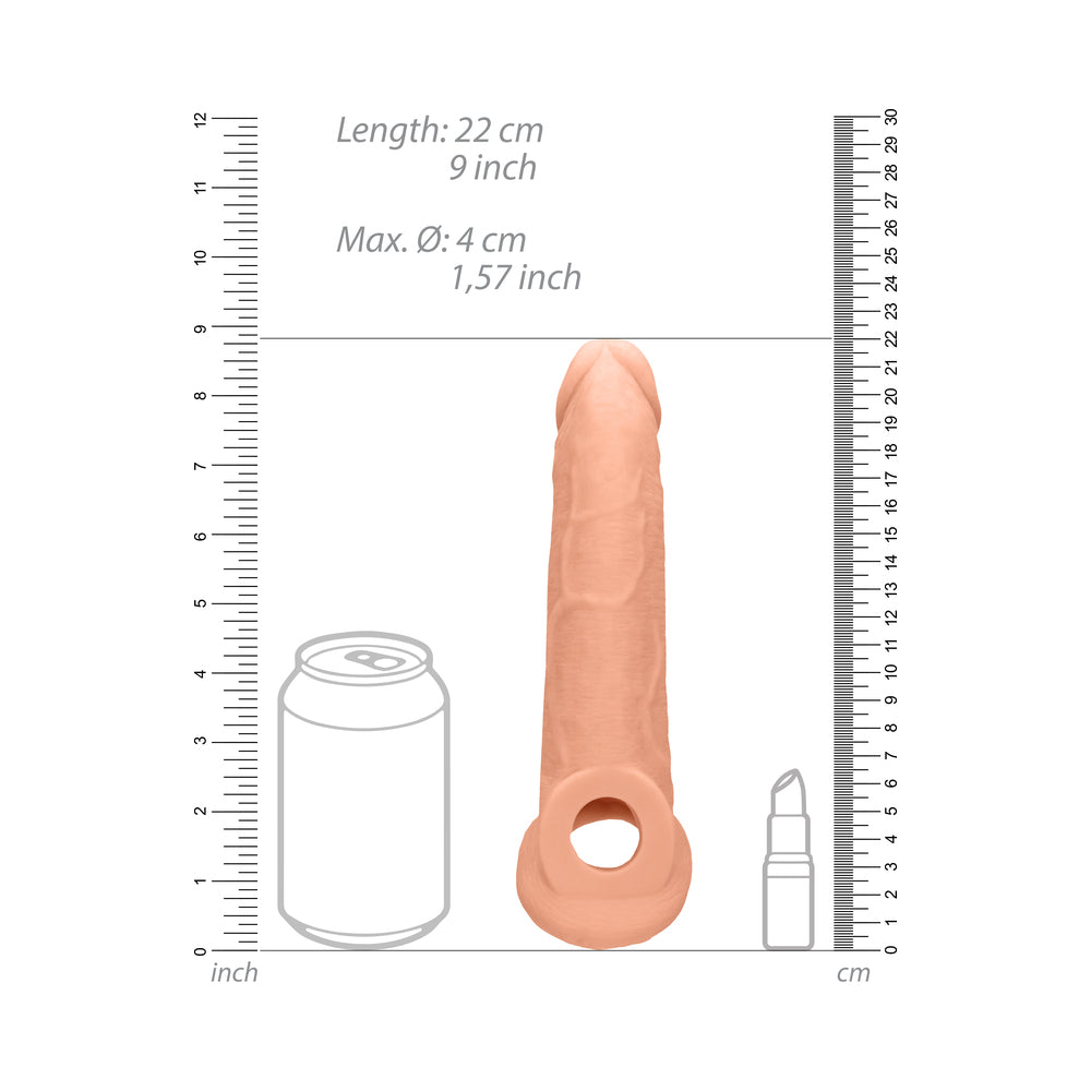 RealRock Realistic 9 in. Penis Sleeve Extender Sling Beige - Fantasies Boutique