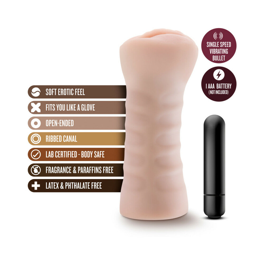 M for Men Ashley Vagina Stroker with Bullet Vibrator Beige - Fantasies Boutique