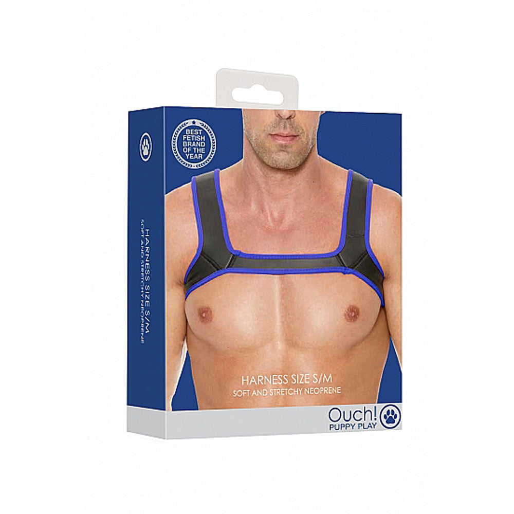 Ouch! Puppy Play Neoprene Harness Blue S/M - Fantasies Boutique