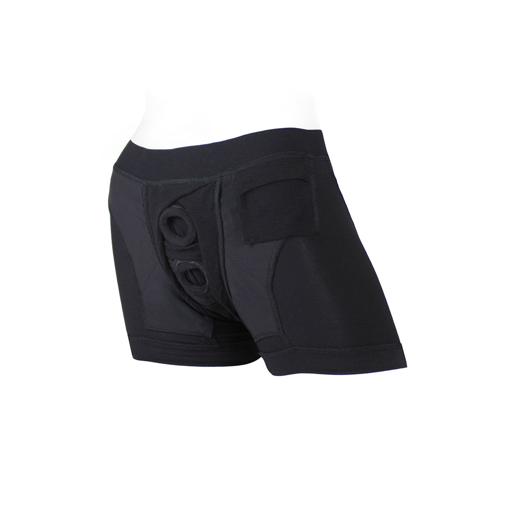 SpareParts Tomboii Rayon Boxer Briefs Harness Black Size XXS - Fantasies Boutique
