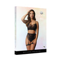 Le Desir Bliss 2-Piece Fishnet Bra & Gartered Panty Set Black O/S - Fantasies Boutique