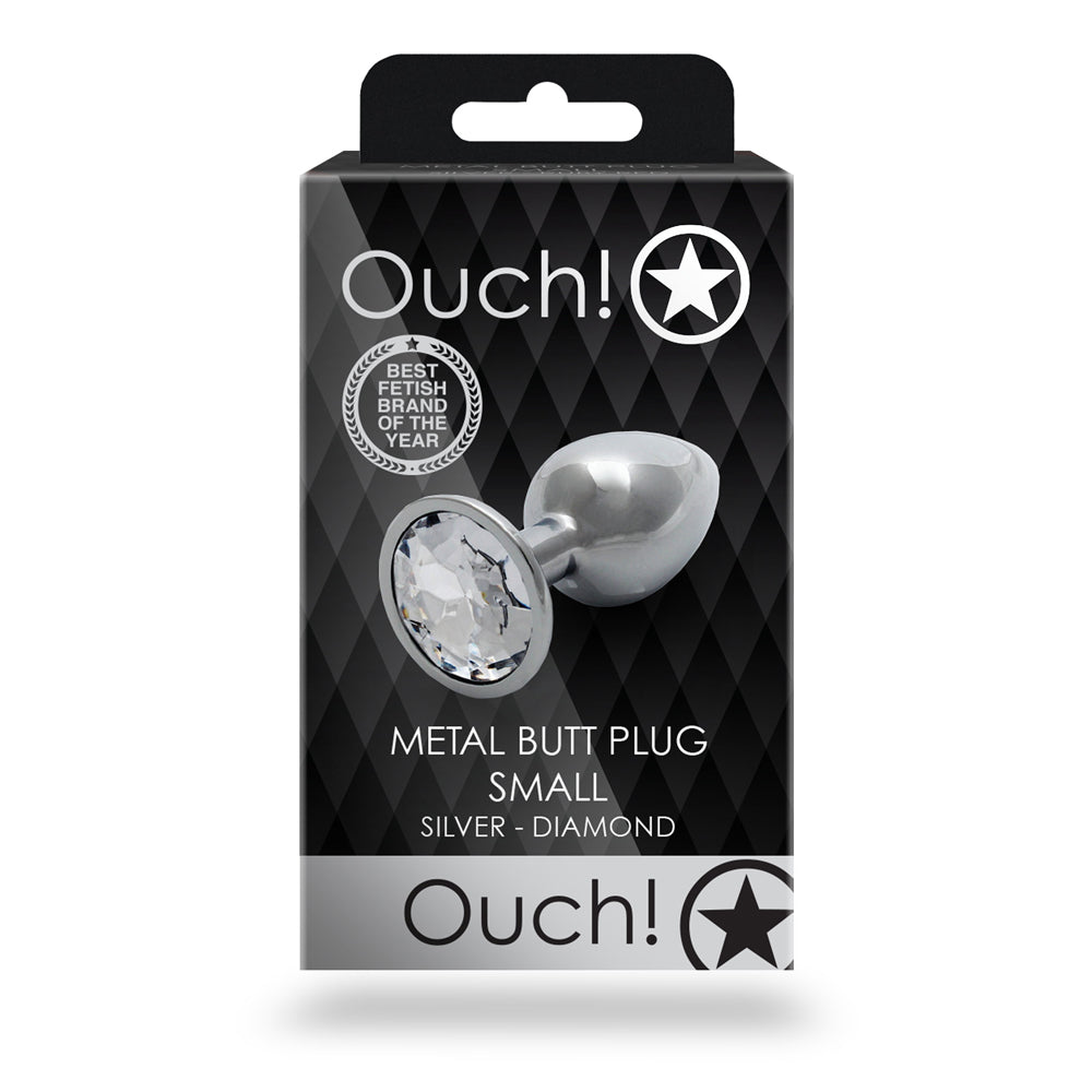 Ouch! Round Gem Butt Plug Small Silver/Diamond - Fantasies Boutique