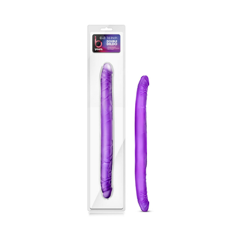 B Yours 16 in. Double Dildo Purple - Fantasies Boutique