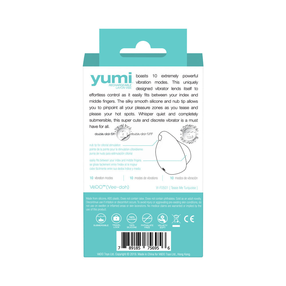 VeDO Yumi Rechargeable Finger Vibe - Tease Me Turquoise - Fantasies Boutique