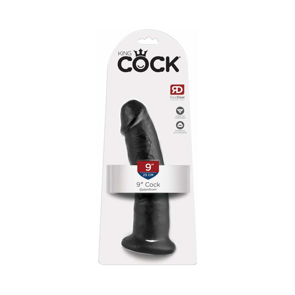 King Cock 9 in. Cock Realistic Dildo With Suction Cup Black - Fantasies Boutique