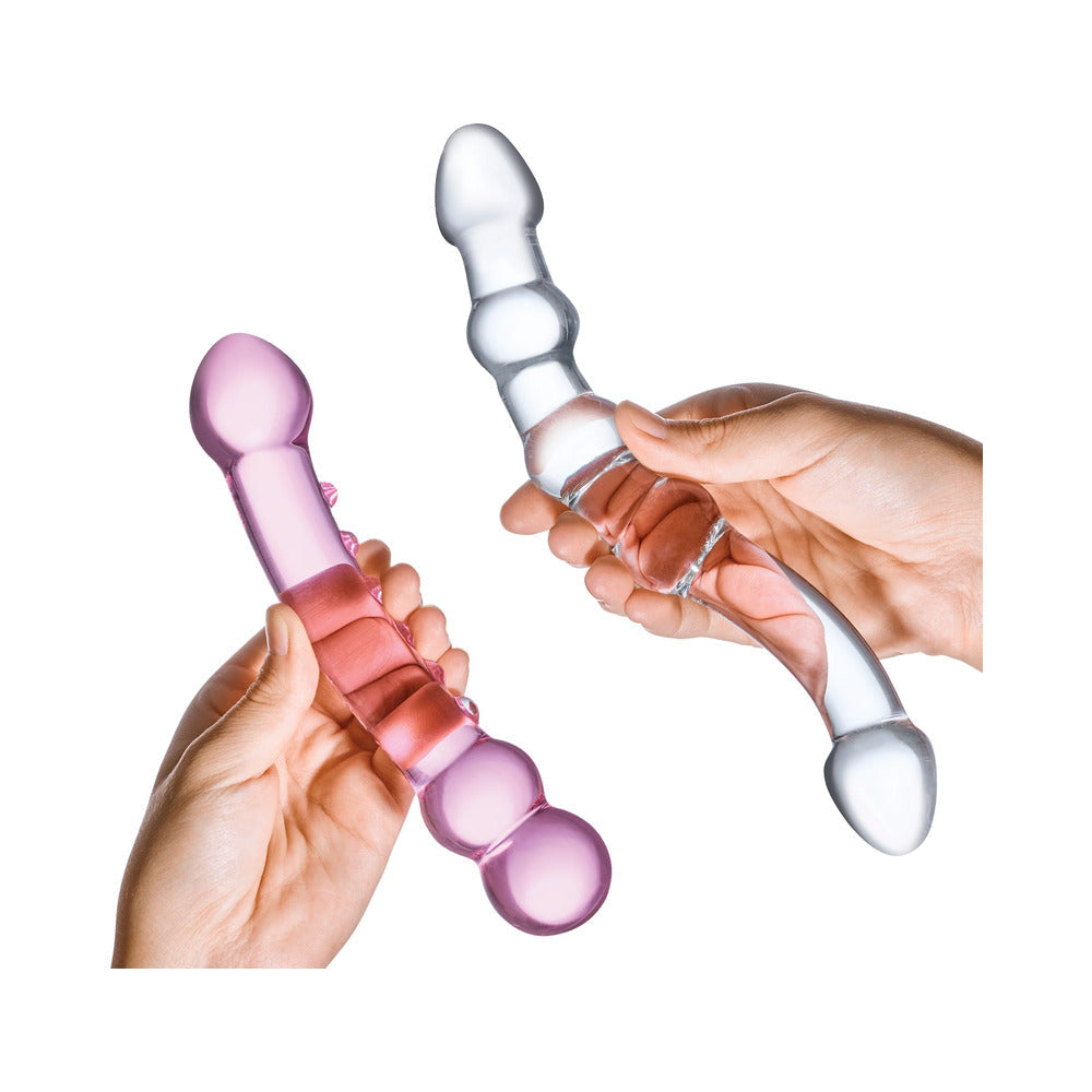 Glas 2-Piece Double Pleasure Glass Dildo Set - Fantasies Boutique