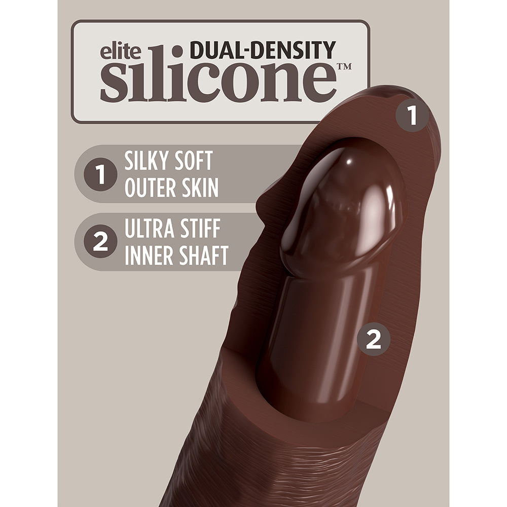 King Cock Elite 9 in. Vibrating Dual Density Silicone Realistic Dildo Brown - Fantasies Boutique