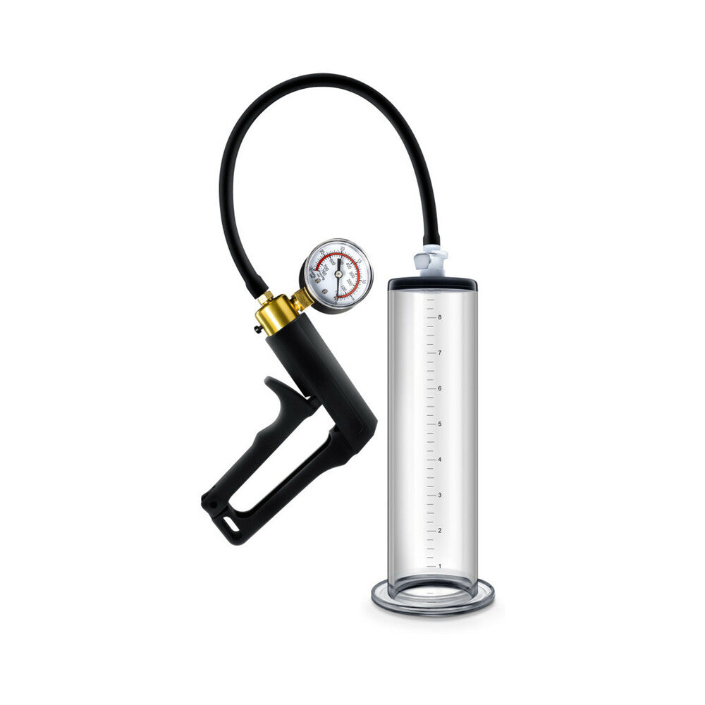 Blush Performance VX7 Vacuum Penis Pump with Brass Trigger & Pressure Gauge Clear - Fantasies Boutique