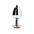 Shots Ouch! Round Gem Butt Plug Small Silver/Ruby Red - Fantasies Boutique