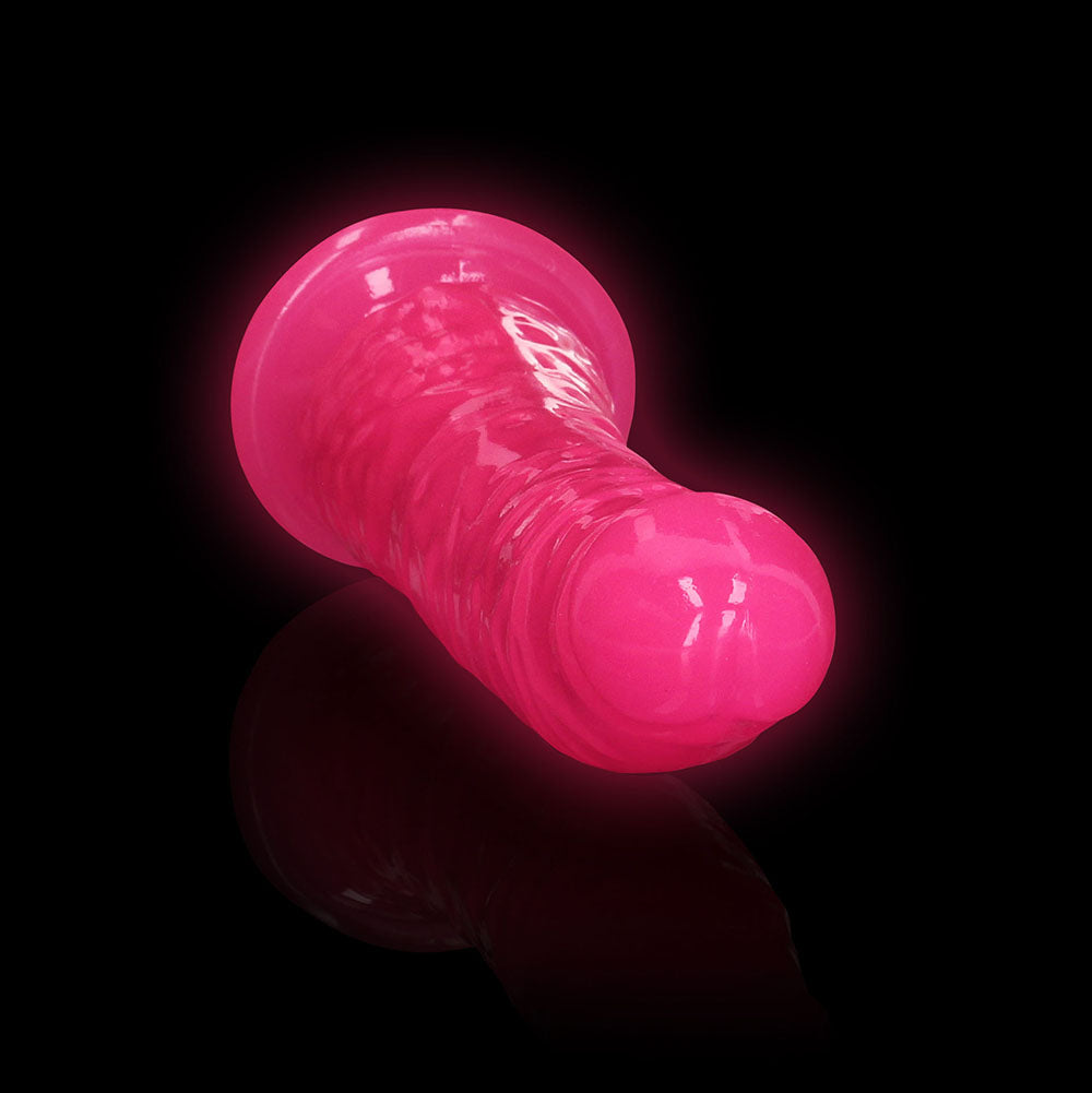 RealRock Glow in the Dark Slim 6 in. Dildo Neon Pink - Fantasies Boutique