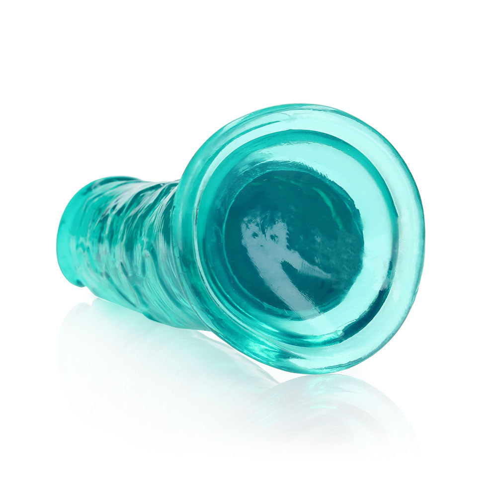 RealRock Crystal Clear Straight 11 in. Dildo Without Balls Turquoise - Fantasies Boutique