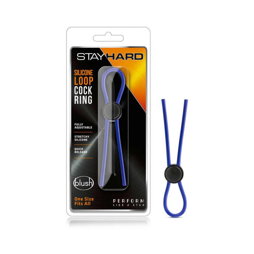 Stay Hard Silicone Loop Lasso/Bolo Cockring Blue - Fantasies Boutique
