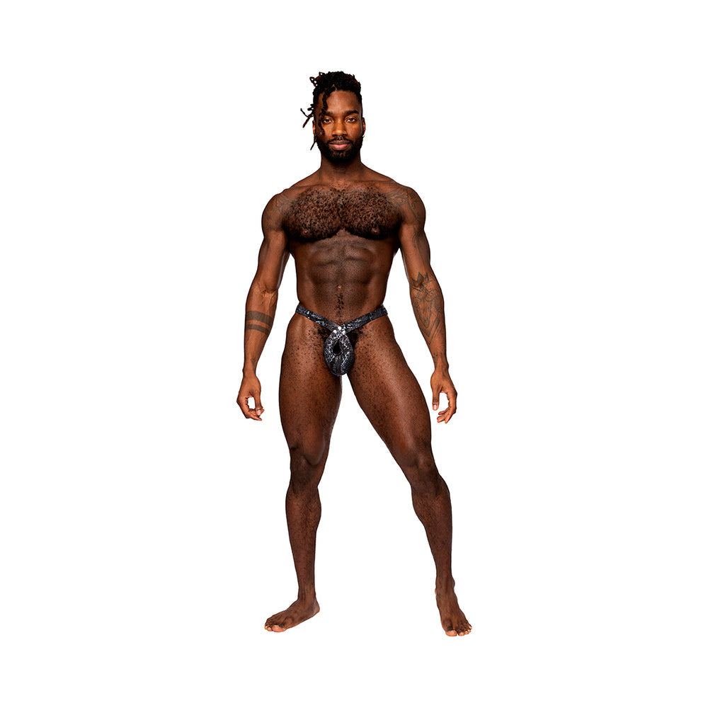 Male Power S'naked Criss Cross Thong Black/Blue L/XL - Fantasies Boutique