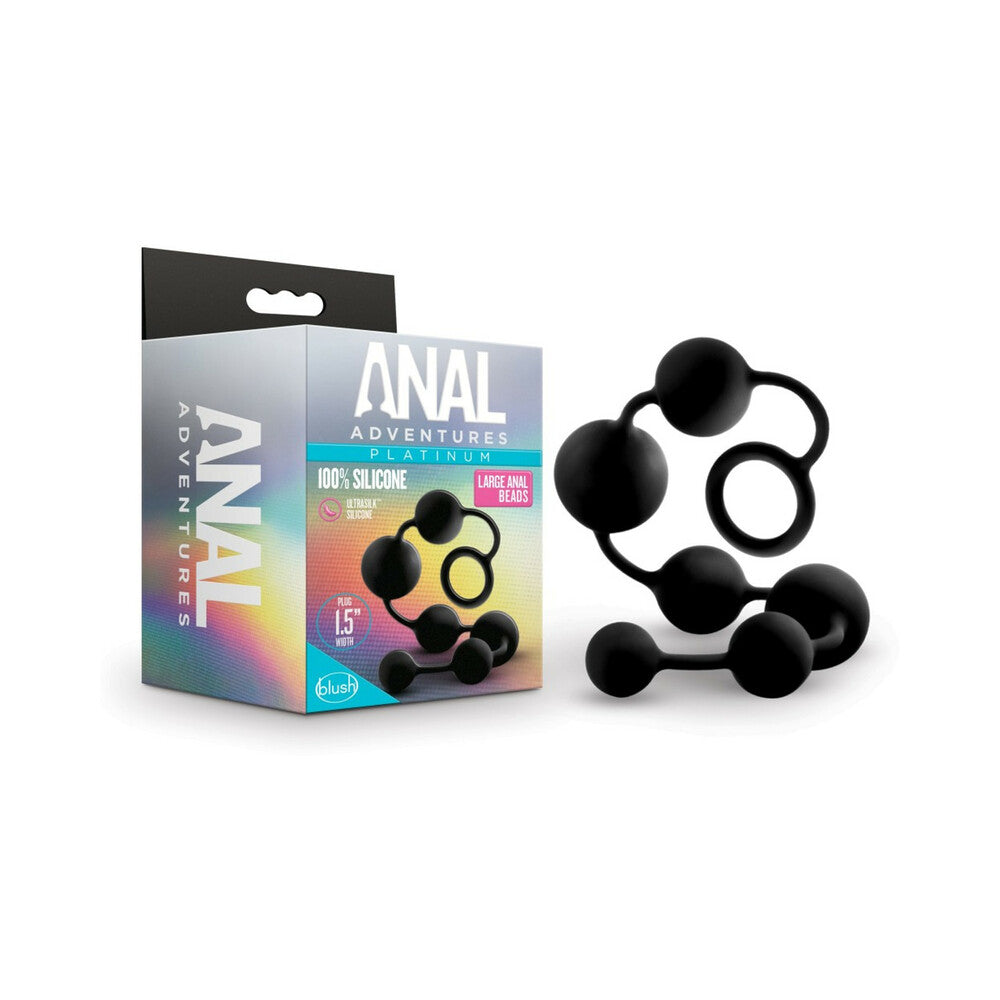 Blush Anal Adventures Platinum Silicone Large Anal Beads Black - Fantasies Boutique