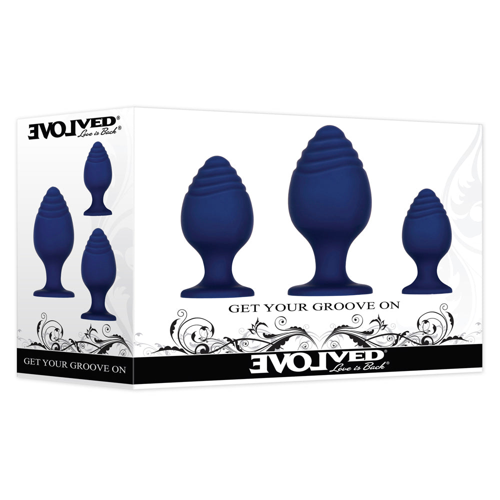 Evolved Get Your Groove On 3-Piece Silicone Anal Plug Set Blue - Fantasies Boutique