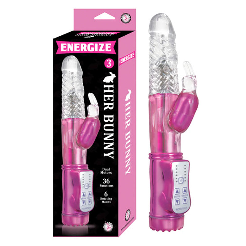 Energize Her Bunny 3 Energize Dual Motors 36 Function 6 Rotation Modes Waterproof Pink - Fantasies Boutique