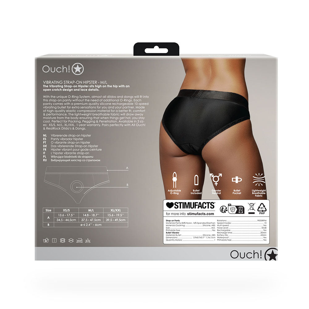 Ouch! Vibrating Strap-on Hipster Black M/L - Fantasies Boutique