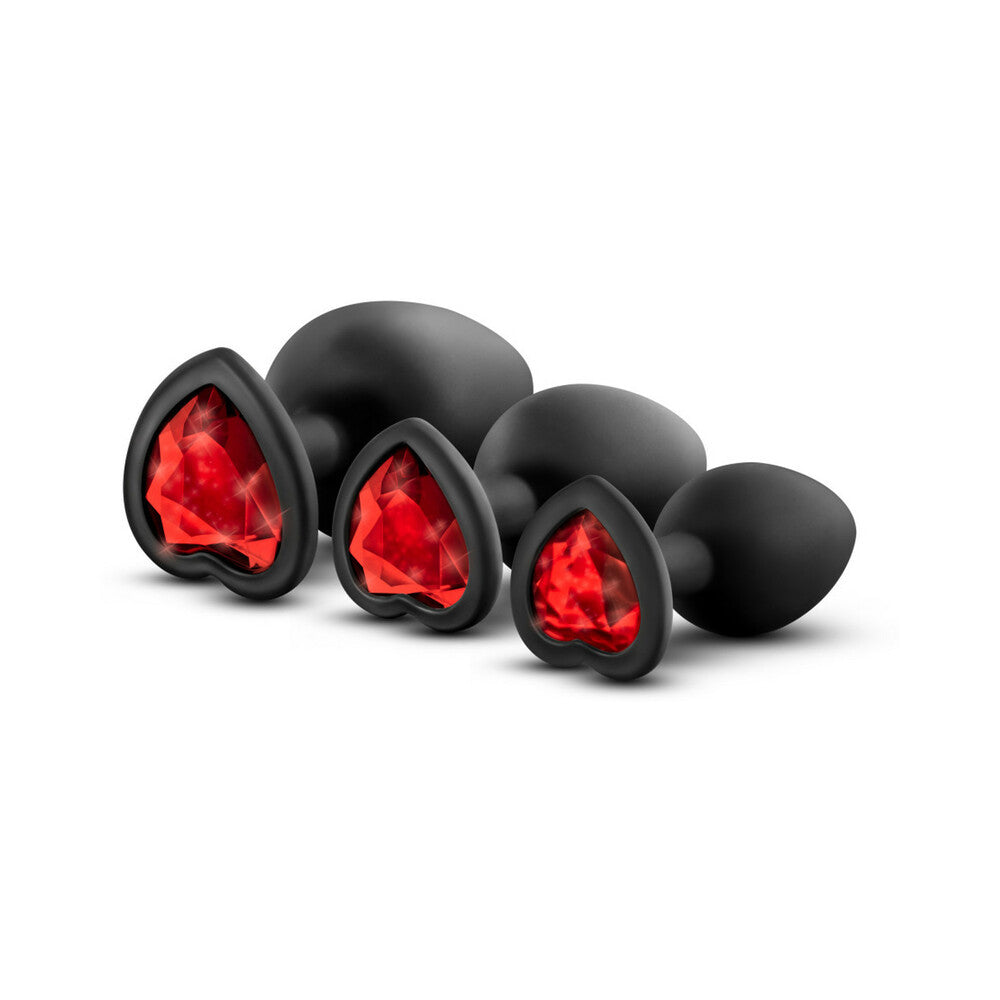 Blush Luxe 3-Piece Bling Plug Training Kit with Red Gem Base Black - Fantasies Boutique
