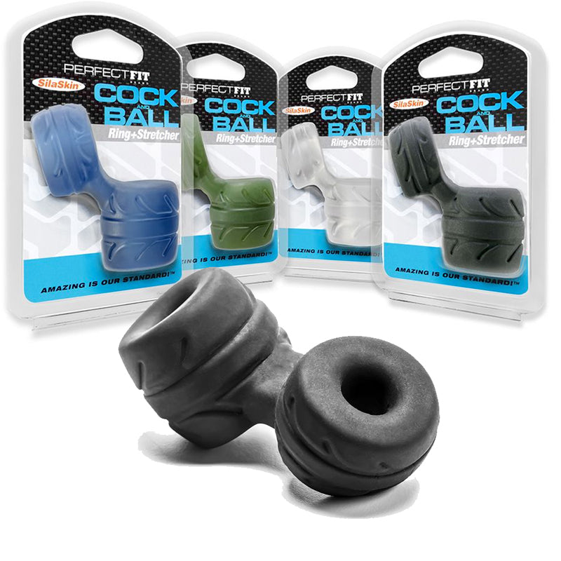 Perfect Fit Cock + Ball Ring & Stretcher Black - Fantasies Boutique