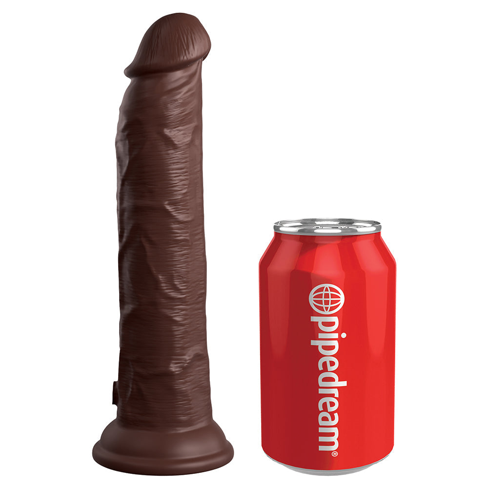 King Cock Elite 9 in. Vibrating Dual Density Silicone Realistic Dildo Brown - Fantasies Boutique