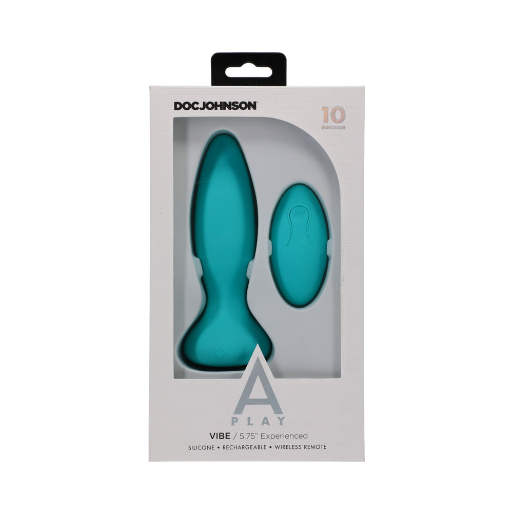 A-Play Vibe Experienced Rechargeable Silicone Anal Plug with Remote Teal - Fantasies Boutique